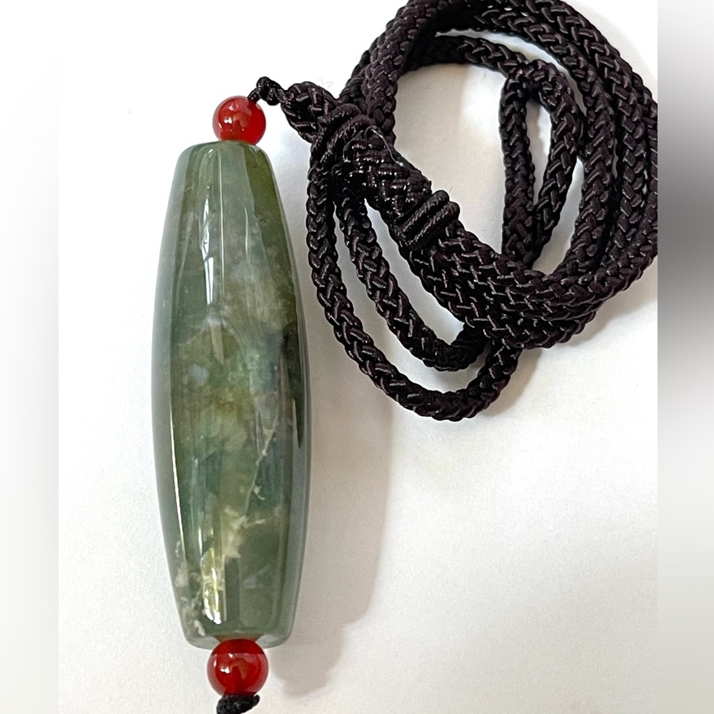 Natural Ocean Jasper Pendant with Cord Necklace Crystal Gemstone
